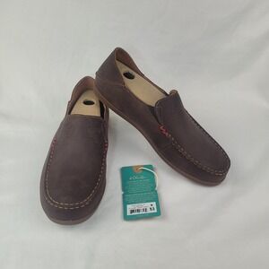 OluKai Nohea Nubuck Women 9.5 Dark Java Tan Slip On Loafers NEW